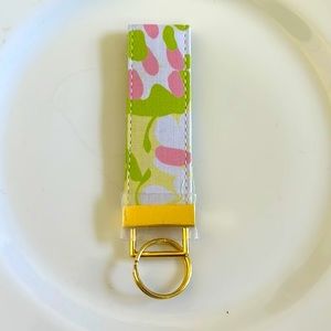 Pink/Green/Yellow Print Cloth Key Fob